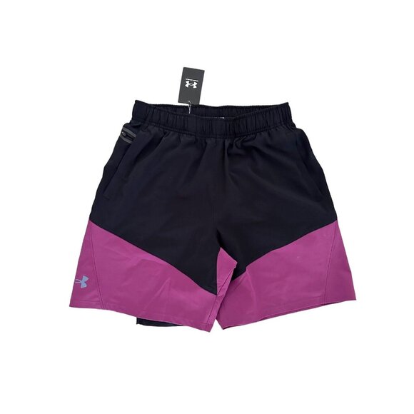 Under Armour Mens Woven 2-in-1 7'' Shorts 1373235 582 Purple Black Size L Large - Picture 5 of 10
